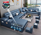 Modern Multifunctional U-Shaped Leather Sofa Set