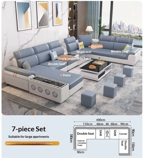 Modern Multifunctional U-Shaped Leather Sofa Set