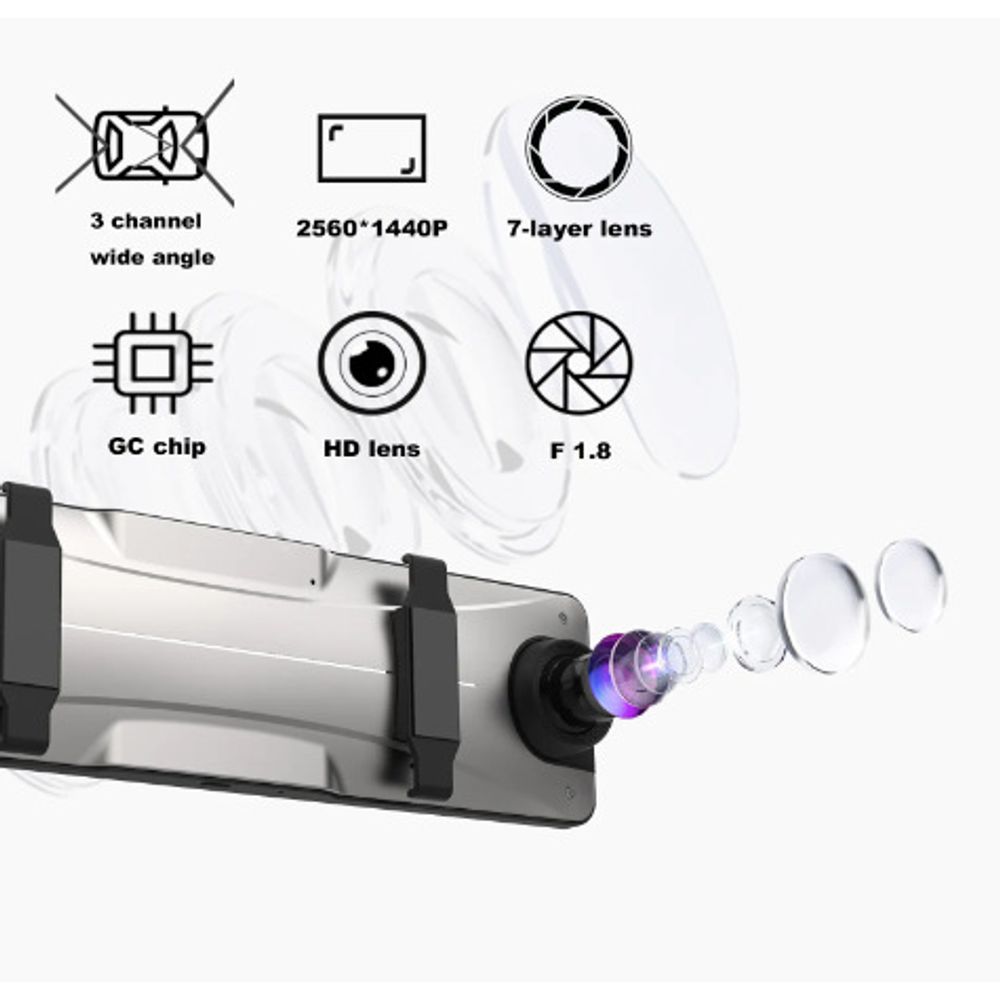 2K Full HD Triple Recording Car Dash Cam 3