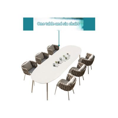 Luxury Outdoor Rattan Dining Table Set with 6 Chairs