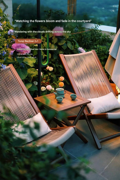 Outdoor Folding Leisure Chair Set With Table