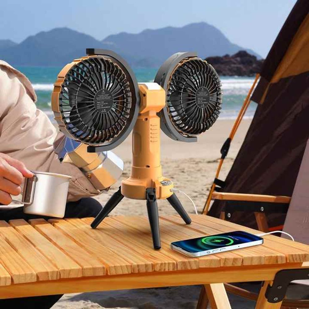 8000mAh F7300 Double headed Outdoor Camping Fan