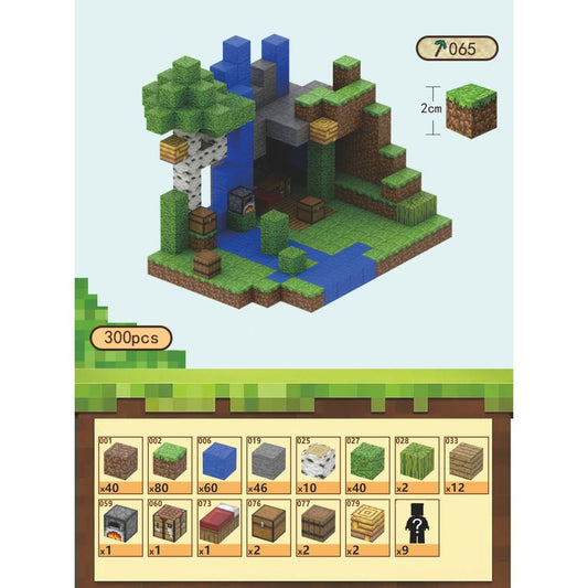 300 Pcs Magnetic Minecraft Jungle Creek Blocks