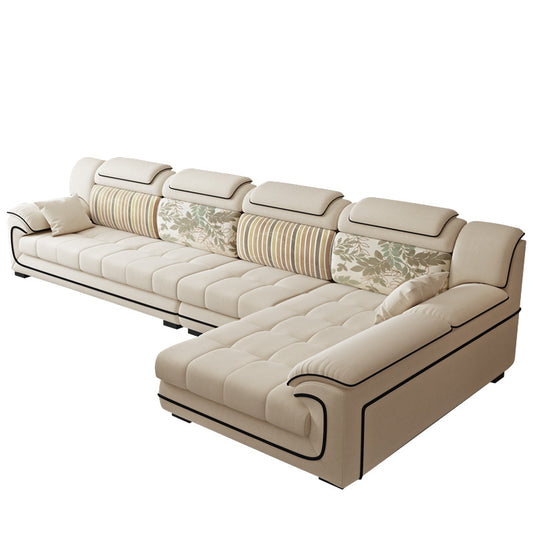 Modern L-Shaped Fabric Sectional Sofa With Adjustable Headrests