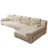 Modern L-Shaped Fabric Sectional Sofa With Adjustable Headrests