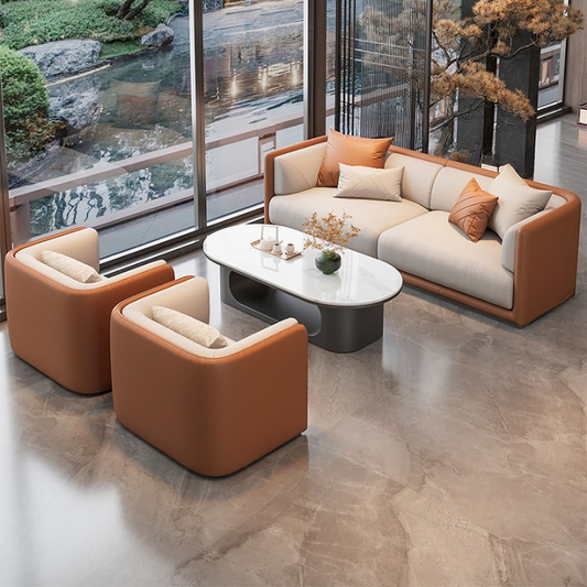 Luxury Modern Leather Sofa Set with Coffee Table
