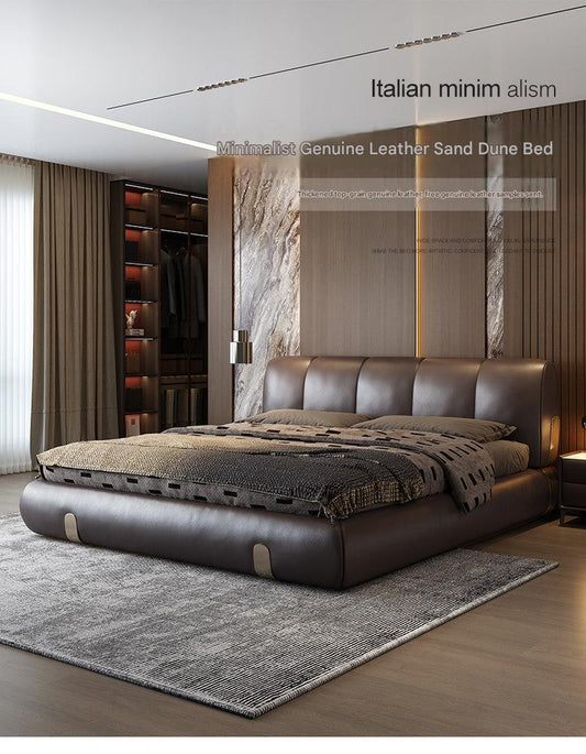 Italian Luxury Leather Sand Dune Double Bed