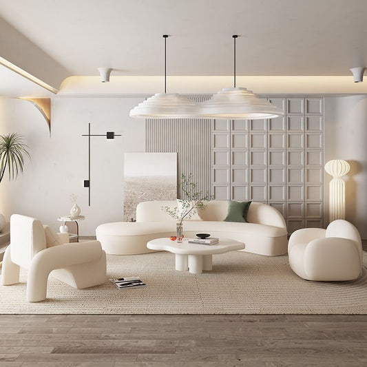 Modern Curved Cloud Sofa Set With Chair And Coffee Table