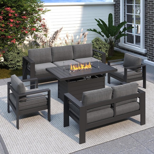 Luxury Outdoor Sofa Set with Fire Pit Table