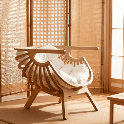 Modern Wooden Lounge Chair with Cushion