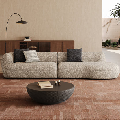 Modern Curved Boucle Sofa With Pedal