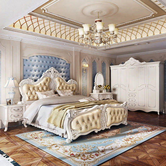 Luxury European French Wood Princess Double Bed