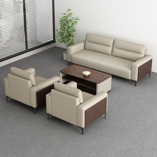 Luxury Leather Sofa Set With Coffee Table