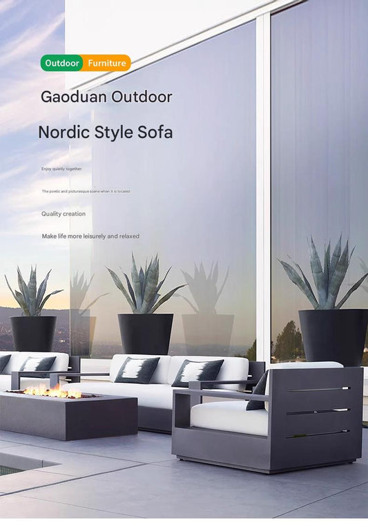 Luxury Modern Outdoor Aluminum Sofa with Cushions
