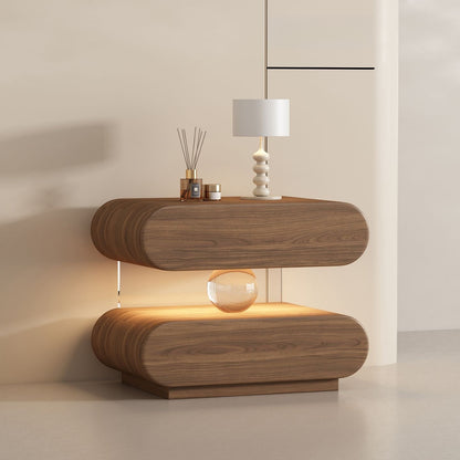 Luxury Wooden Bedside Table With Acrylic Sensor Light