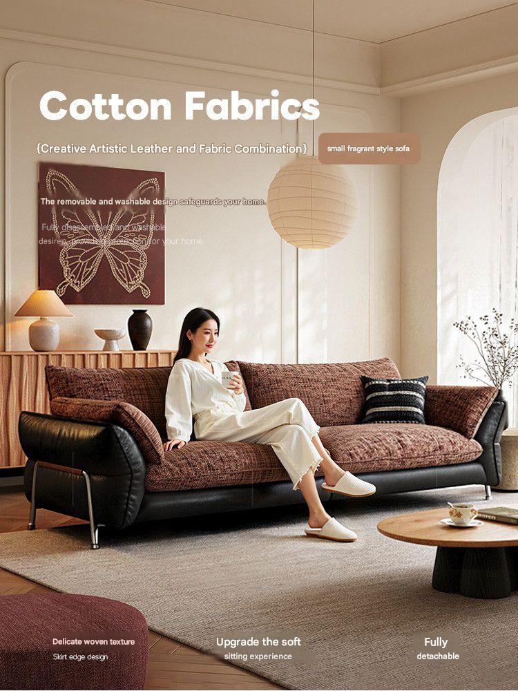 Modern Extra Large Fabric Sofa with Goose Down Cushions