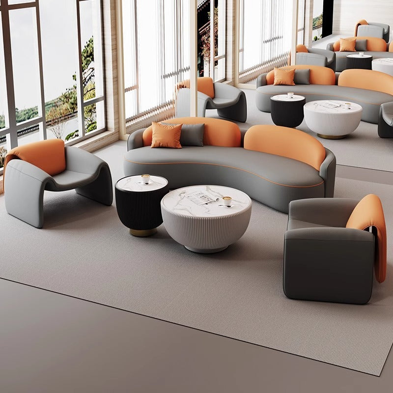 Modern Luxury Curved Reception Sofa Set With Coffee Table