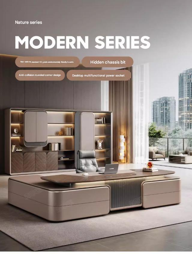 Luxury L-Shaped Office Desk With Chair