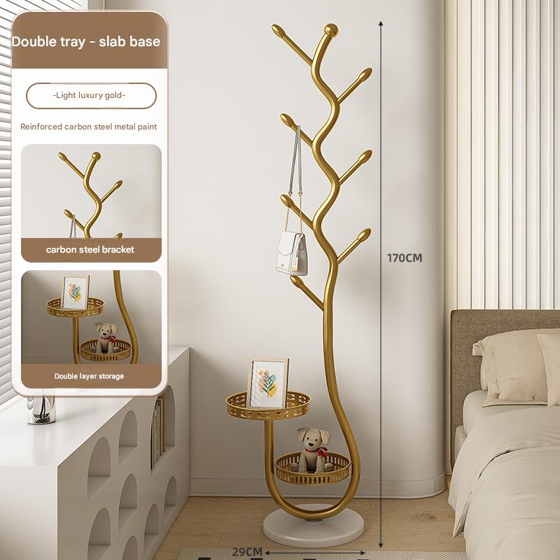 Luxury MultiFunctional Floor Standing Clothes Rack with Dual Tray
