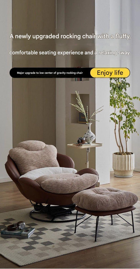 Modern Eggshell Swivel Recliner Chair with Ottoman