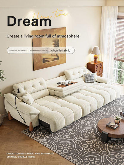 Modern Electric Chenille Lounge Sofa With Phone Holder