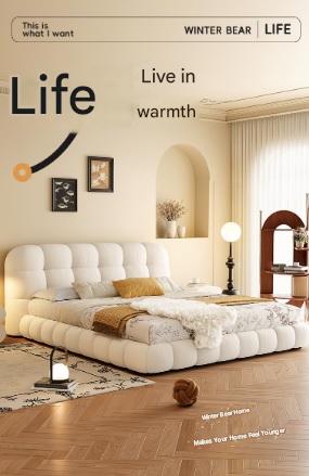 Modern Upholstered Platform Bed with Tufted Headboard