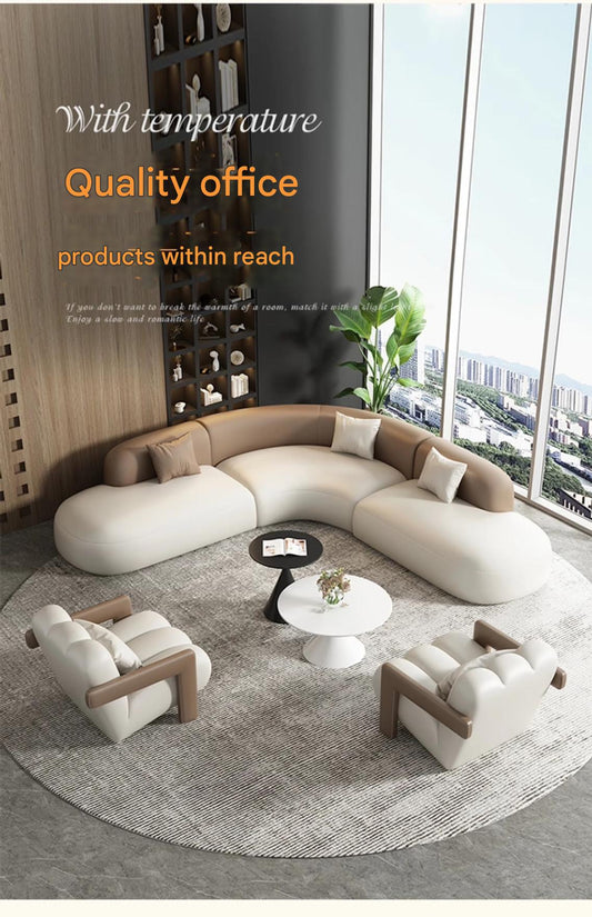 Luxury Waiting Area Curved Sofa Set With Chairs