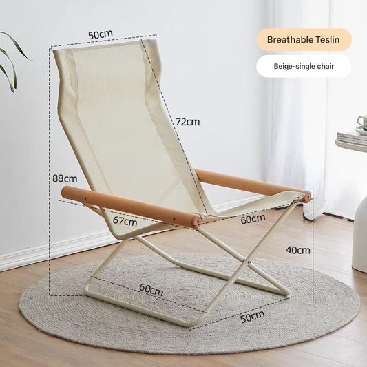 Modern Folding Lounge Chair with Wooden Armrests