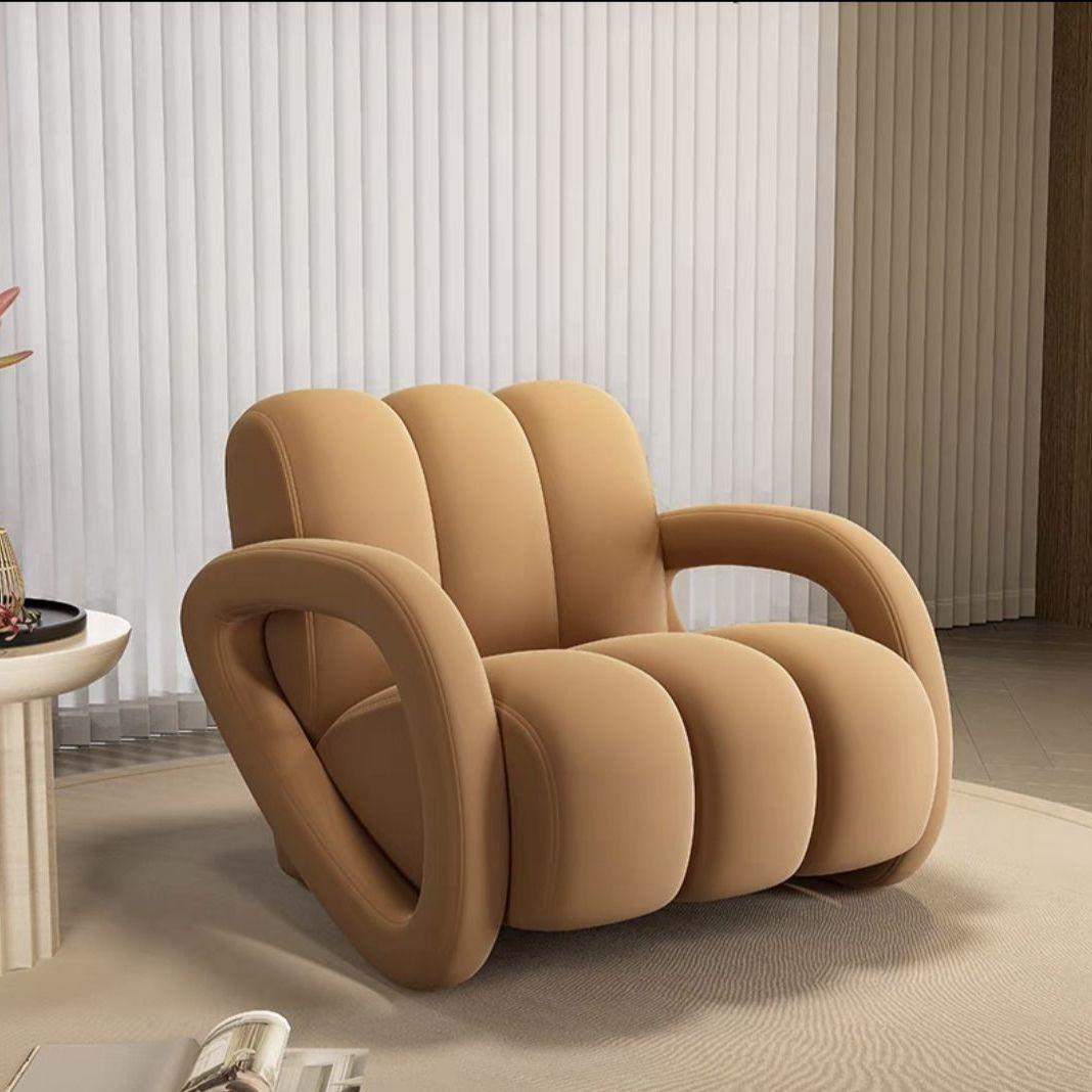 Luxury Soft Upholstered Lounge Chair with Armrest