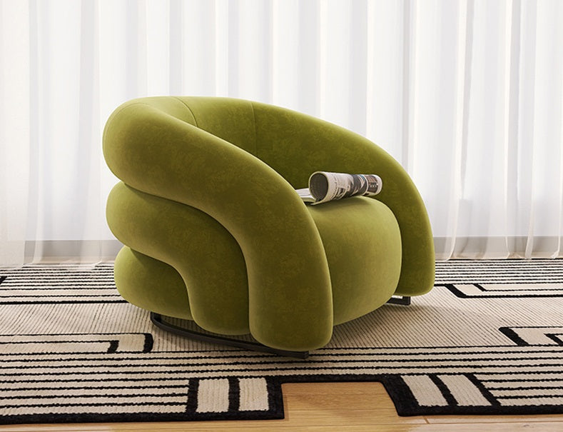 Modern Velvet Accent Chair with Sculptural Curved Design