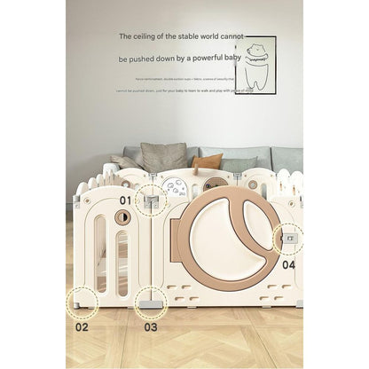 Luxury Beige Baby Fence Set with Horse & Ball Pool