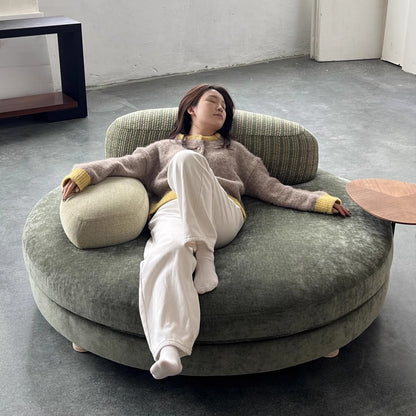 Modern Circular Lounge Sofa With Built In Side Table