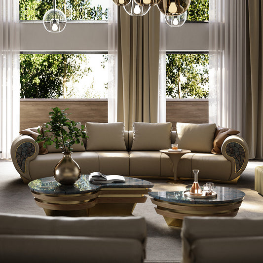 Luxury Curved Leather Sectional Sofa