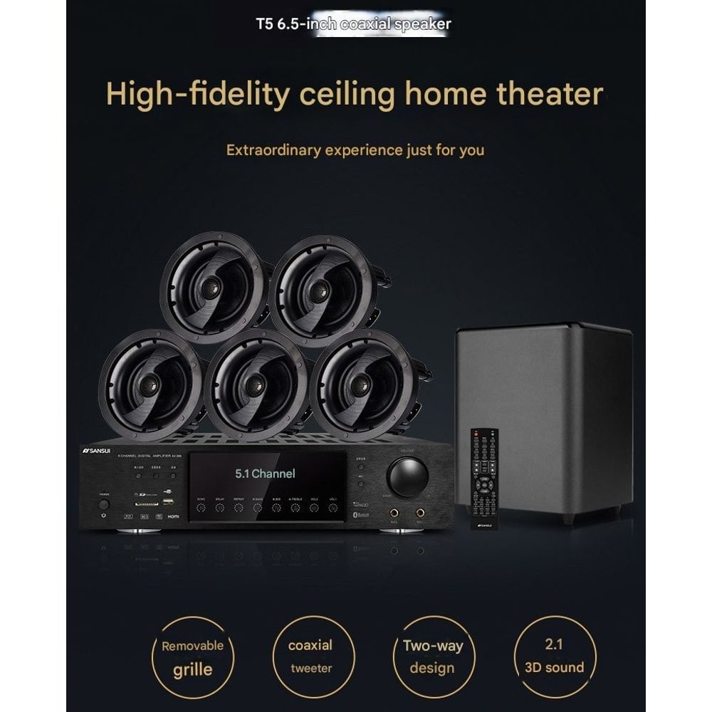 Sansui T5 Ceiling Speakers Home Theater Full Set