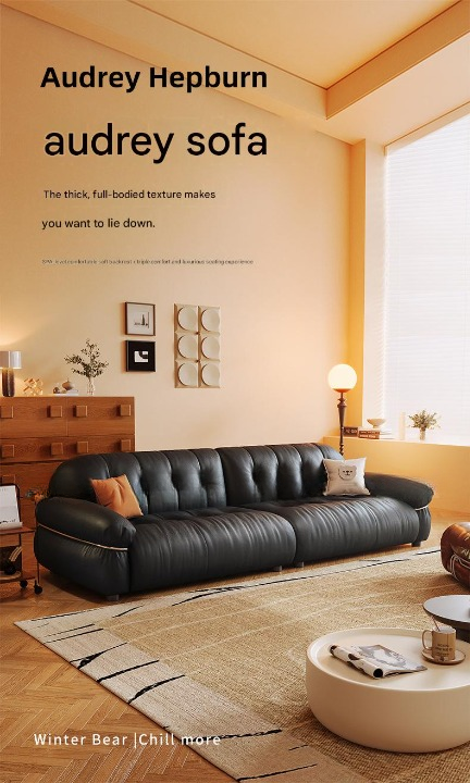 French Retro Leather Sofa