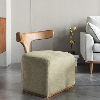 Modern Scandinavian Wooden Stool with Backrest