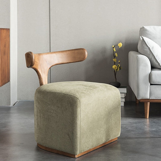 Modern Scandinavian Wooden Stool with Backrest
