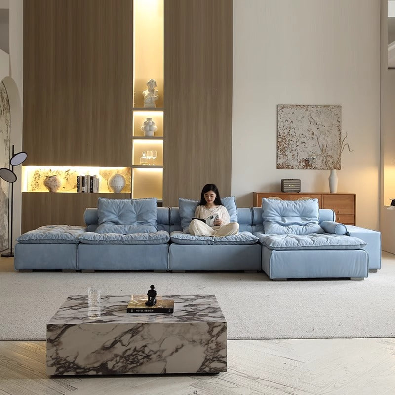 Modern Modular Fabric Sofa Bed with Deep Cushion Seating
