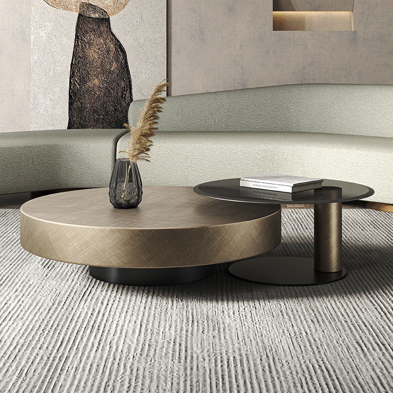 Italian Luxury Round Coffee Table with Side Table