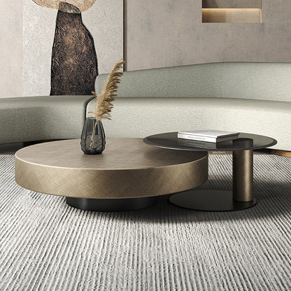 Italian Luxury Round Coffee Table with Side Table