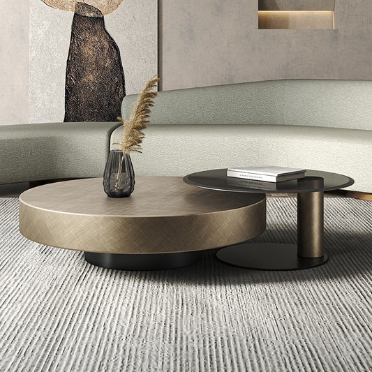 Italian Luxury Round Coffee Table with Side Table