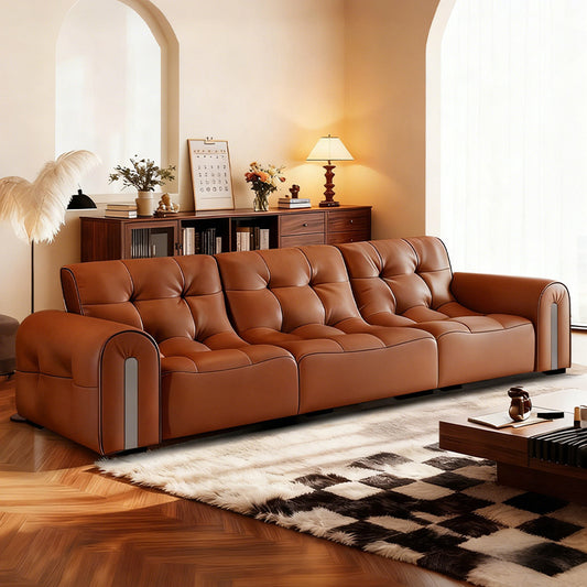 Modern Tufted Leather Sofa