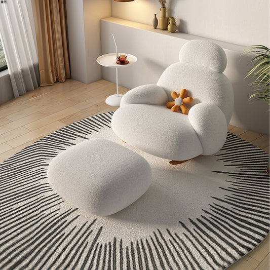 Luxury Lambswool Rocking Chair With Ottoman