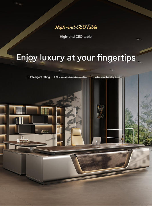 Luxury Executive Office Desk with LED Lighting