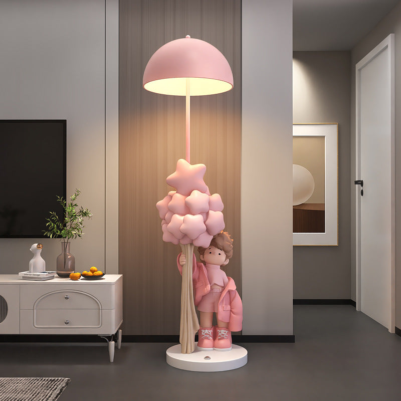 Resin Cartoon Star Boy Floor Lamp With Bluetooth Audio