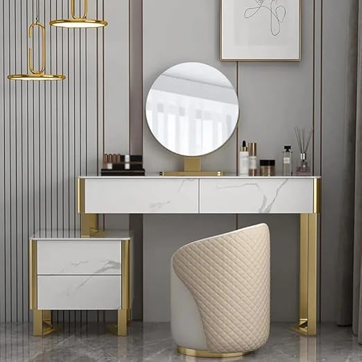 Modern Makeup Vanity dressing table with Lighted Mirror Stool