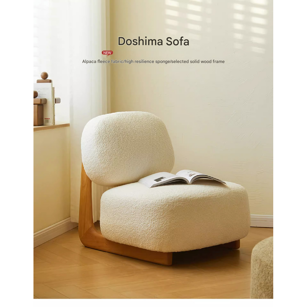 Wood Feet Alpaca Wool Living Room Single Sofa Chair