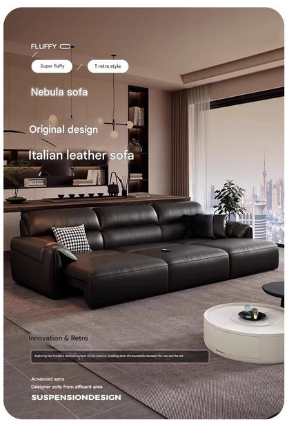 Italian MultiFunctional Retractable Cowhide Electric Leather Sofa