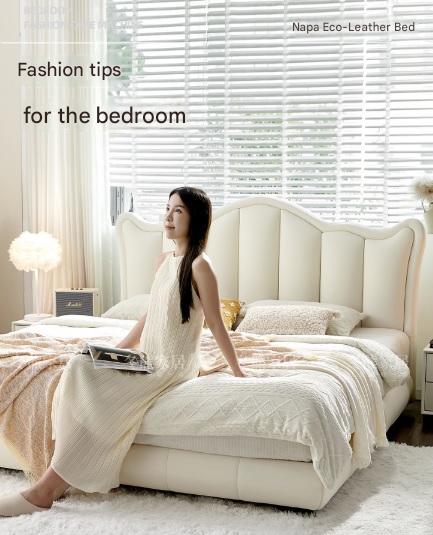 Luxury Leather Double Bed with Tufted Headboard and Storage