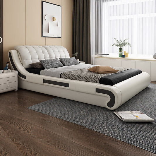 Modern Luxury Upholstered Platform Bed with Tufted Headboard